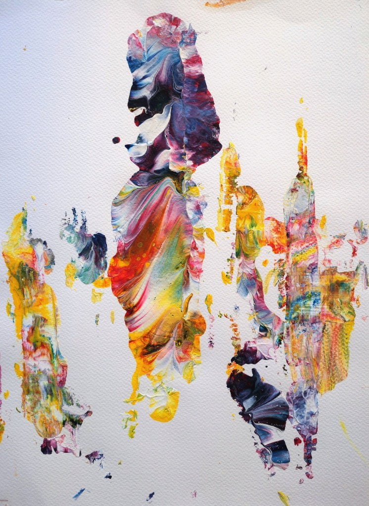 Danse des Couleurs 1, acrylic on paper, 30 x 40 cm abstract art